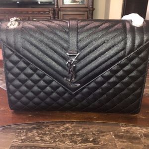 New Large YSL TriQuilt Envelope Chain Shoulder Bag